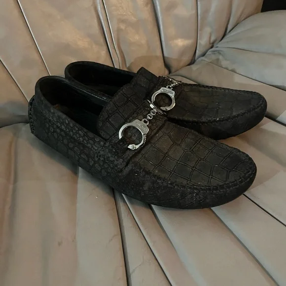 Jimmy Choo’s Black Loafers with Silver handcuff Accent eu42 - Picture 2 of 3